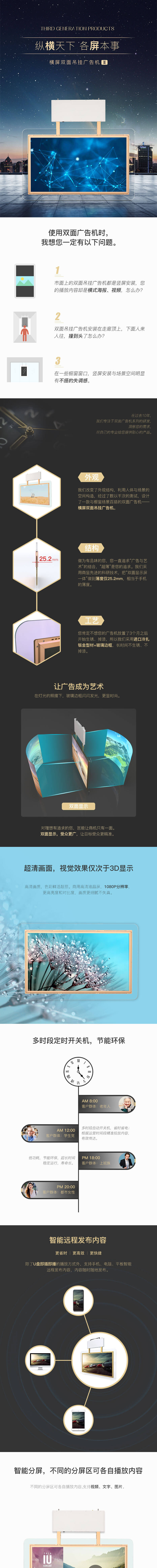 吊掛型雙面液晶廣告機(橫屏款)